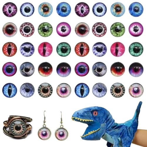 BDSHUNBF 40 Piezas 25MM Ojos de Vidrio, Ojos de Dragón, Ojos Manualidades, Dragon Eyes, Ojos Vidrio, para Accesorios Muñeca Scrapbooking Fabricación de Joyas