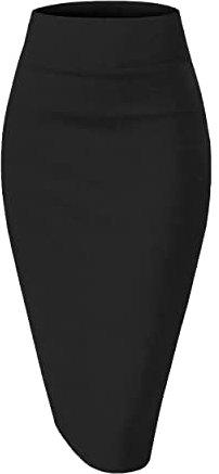 Girstunm Damen lässiger Bleistiftrock schlanker kurzer Rock Sommer hohe Taille Stretch kurzer Rock mit Schlitz Schwarz Medium
