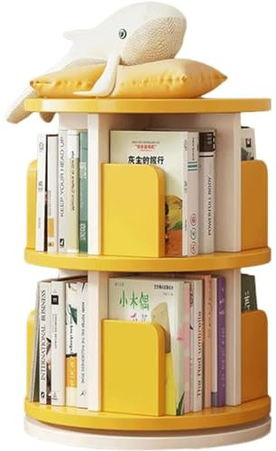 POSEDWRA Rotierendes Bücherregal, bodensparend, platzsparend, Kinder-Bilderbuchregal, einfaches Bücherregal, Bücherregal, Studenten-Lagerregal