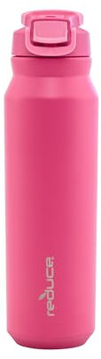 REDUCE 32 oz Hydrate Pro Stainless Steel Insulated Water Bottle - Flip Top Leak-Proof Lid, Dishwasher Safe, BPA-Free, Dual Wall Vacuum, Keeps Drinks Cold for 48 Hrs, Cup Holder Friendly - Sangria