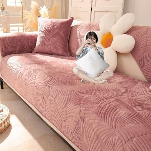 MIAHMO Sofa Überzug, Samt Sofabezug 1-4 Sitzer, Ecksofa L-Form, Rutschfest, Couch Bezüge, Sofadecke für Hunde, Pets Dog, Wohnzimmer