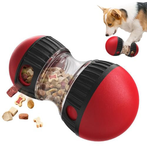 Yoljun Dog Treat Toy, Interactive Dog Toys for Feeder Stimulation Dog Puzzle Toys Red Dog Treat Ball for Small Medium Large Dogs and Cats Treat Dispenser Dog Toy