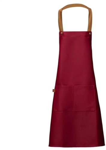 YUEZHAN Küche Schürze Apron wasserdichte Schürze Verstellbare Schürze Wasserdicht Verstellbare Hals Schürze Für Profession Elle Küchen Cafés Rot