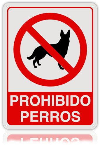 LEIASA | Cartel Prohibido Perros - 21x28cm - Aluminio Reflectante - Grosor 0.8 mm - Señal Prohibido Perros - Señal Informativa