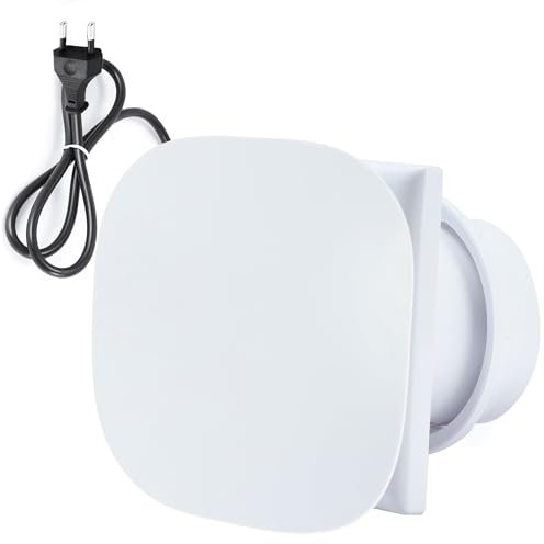 Hose Vary Ventilateur extracteur de salle de bain - 100 mm - Blanc - Silencieux - 10 W - 95 m³/h - Avec clapet anti-retour - Anneau de montage sur fenêtre - Prise européenne - Pour cuisine, WC, salle