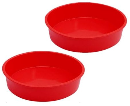 2Pcs 8 Inch Silicone Cake Tins for Baking, Silicone Cake Moulds, Non-Stick Round Cake Baking Pan Quick Release Suitable Baking Tray for Cakes Puddings Bread Muffins
