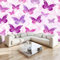 Papier Peint Panoramique Papillon Violet Romantique 350x256 cm Poster Geant Mural, pour Salon Chambre Chambre D'enfants Restaurant Décoration Murale