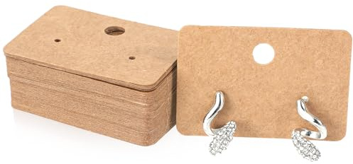 Earring Cards 100 Stück Ohrring Displayhalter karten Braun Ohrring Halter | Karten 4.5X3.2CM Schmuck Display Karten Kraft Papier Blank Ohrring Halterung Karten für Verkauf,Display,Einzelhandel