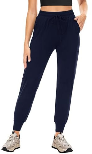 CAMPSNAIL Jogginghose Damen Sommerhose Lang Sporthose Atmungsaktiv Freizeithose Sweatpants Joggpants Weich Leggings für Fitness Yoga Freizeit Dunkelblau XXL