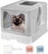 JUPPLIES - Arenero Gato Cerrado con Doble Entrada - Caja de Arena para Gatos Cubierta 51x38x41cm - Arenero Gatos con Bandeja Extraíble y Pala de Fácil Limpieza (Gris)