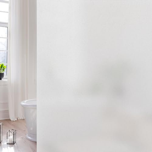 Volcanics Fensterfolie Blickdicht 90x200cm, Milchglasfolie Selbsthaftend Statisch Ohne Klebstoff, Anti-UV Sichtschutzfolie für Zuhause Büro Badezimmer Küche