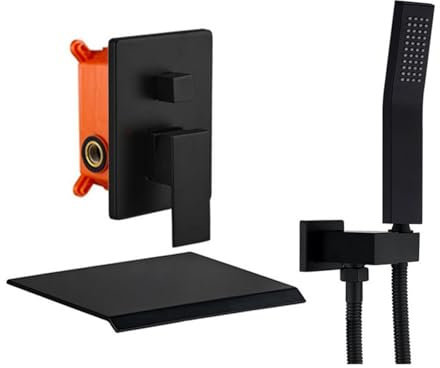 Badewannenarmatur Wasserfall Schwarz Wannenarmatur mit Brause Duscharmatur Unterputz Set Aus Messing