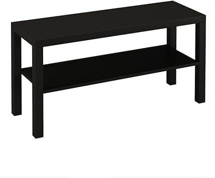 URBNLIVING 2 Tier TV Bench Entertainment Media Stand Cabinet Wooden Storage Display Unit Center Shelf, Modern TV Console Table for Living Room Bedroom - Rustic Brown, H45cm x W90cm x D30cm (Black)
