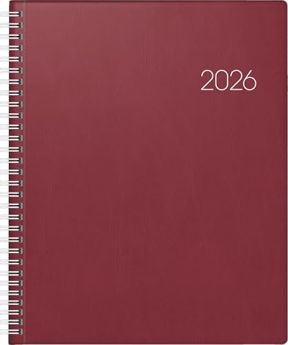 BRUNNEN Buchkalender Mod. Manager Wt 7 weektimer '26 | 210×260 mm, Kunststoff, weinrot | 21×26 cm, Kunststoff, weinrot