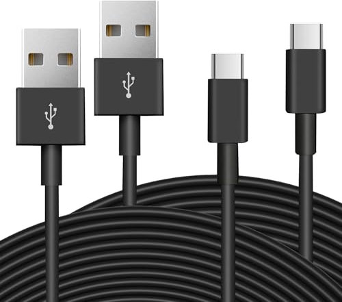 2 Pack 3M Long USB C Cable, Durable USB A to USB C Charging and Data Sync Cord, Power Extension Cable for Any TYPE C Enabled Security Cameras Phones Tablets Switch Pro Controller and More(Black)