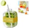 Ice Cube Bottle with Straw,2 in 1 Water Bottle Ice Cube Tray with Lid and Bin,Ice Cube Making Bottle for Home Outdoor Office Ice Making Freezer Coffee Juice Beverages (Green 500)
