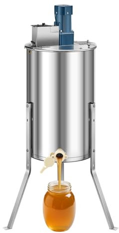 VEVOR Elektrische Honigschleuder, 3-Rahmen-Tangentialschleuder mit transparentem Deckel, 140 W Honigextractor aus Edelstahl, höhenverstellbar, Wabenextraktionsgerät für die Bienenzucht