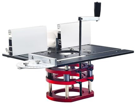 Flylin 9.4 x 7.9in Router Lift with Top Plate, Aluminum Router Table Insert Plate and Router Lift Kit, Precision Router Lift System for Woodworking Slotting/Trimming/Chamfering