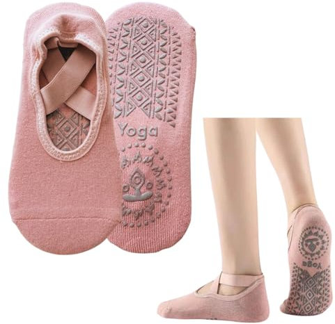 CHICHOUSE ChicHouse1paio Calzini Antiscivolo Yoga,Calze Donna Taglia Unica,Calzini Pilates,pedalini Yoga,Fitness,Danza,a Casa (IT, Testo, Taglia unica, Regular, Corto, ROSA)