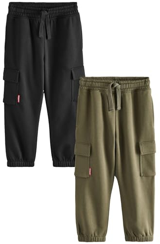 NEXT Jungen Cargo-Jogginghose, 2er-Pack Black/Green Numeric_158