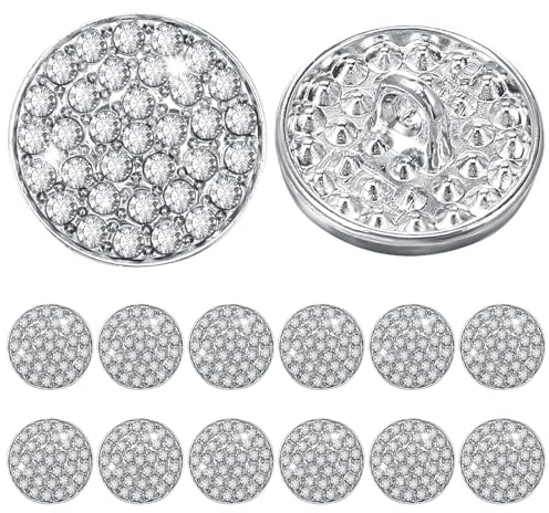 Strass-Knöpfe für Kleidung, silberfarbene Kristallknöpfe, Verzierungen, zum Aufnähen, für Bastelarbeiten, Schmuck, Hochzeitsdekoration, Brautstrauß, 12 Stück