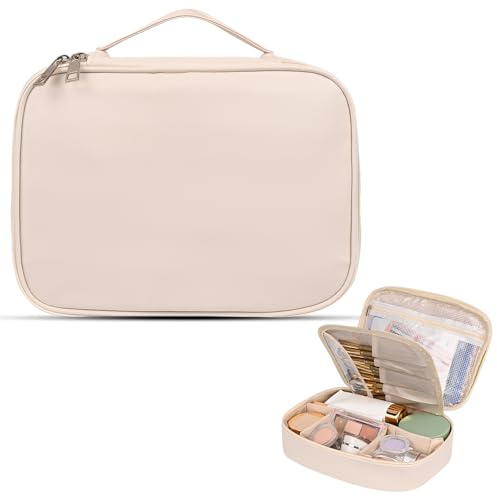 Czemo Pochette Trucchi Donna Beauty Case da Viaggio Donna,Borsa Porta Trucchi in Morbida Pelle PU Con Sacchetto Per Pennelli,Borse da Toilette Impermeabile Portatile,per Viaggio/All'aperto
