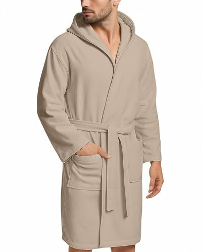 NARCISO Peignoir de Bain Femme Homme Microfibre avec Poches, Capuche et Ceinture, Peignoirs Homme Femme Idéal pour la Maison, les Voyages, la Salle de Sport, Séchage Rapide, Tailles S à XXL