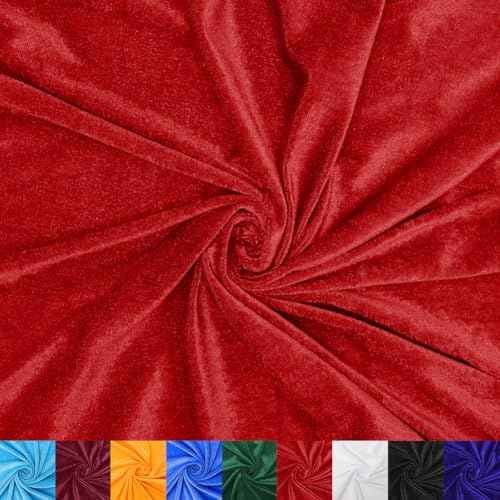 Yuraigm Pannesamt Meterware 2 Meter Roter Stoff Meterware, Glänzender Stretch Samt 160 cm Breit Stoffe zum Nähen, edler Pannesamt Dekostoff Weihnachten, Brilliant Samt Stoffe zum Nähen, Samtstoff Rot