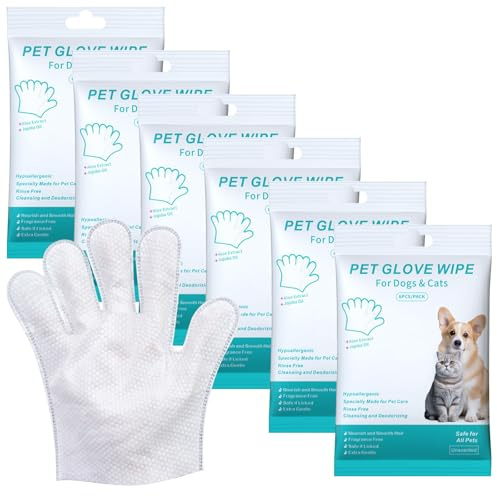 BYZESTY 36 Pièces Gants De Nettoyage pour Animaux De Compagnie, Lingette Chien Chat, Gants Tout-en-Un pour Chien Et Chat, Gants sans Lavage pour Animaux pour Voyages, Nettoyage sans Rinçage