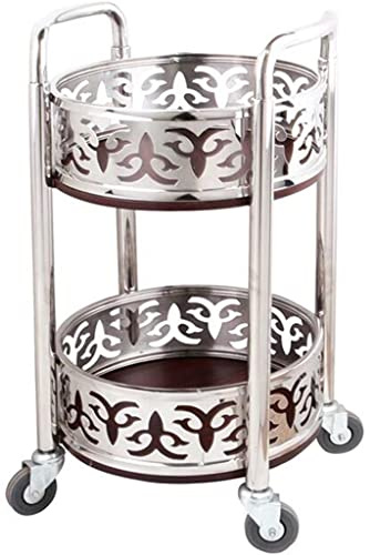 Luxuriöser Barwagen mit Rädern, tragbarer Servierwagen mit doppelter Armlehne, für Restaurants und Bankette, hochwertiger mobiler Getränkewagen, Silber-Finish (80 x 40 cm)