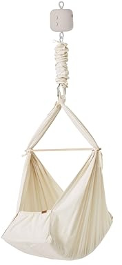 Membantu Federwiegen-Set Basic – Federwiege aus 100% Bio-Baumwolle mit Polyester-Matratze, LeeLo02 Motor mit App-Steuerung, kompatibel mit Wiegenständer, Türrahmenklammer & Deckenbefestigung