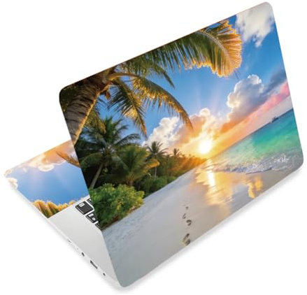 TNKBREEZE 3Pcs Beach Laptop Skin Sticker Scenery Universal Removable Vinyl Stickers Fits for 12.1 13 14 15.6 16 Inch Waterproof Notebook Decal Cover Gift
