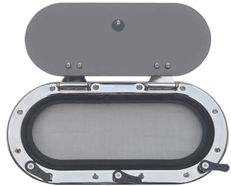 SMTYXS Oblò Ovale in Acciaio Inox Marino con Apertura A Zanzariera Adatto for Navi E Yacht Specchio Trasparente(S)