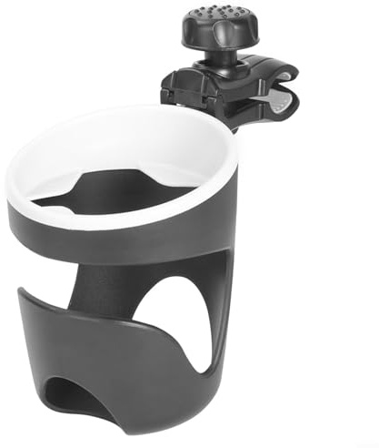 SMZhomeone Boat Rail Cup Holder, 360° Rotating Clamp Mount for Kayak Pontoon Bass Jon Boat for Jet Ski Yacht, ABS Plastic Drink Bottle Cage with Anti-Slip Rubber, Fits 075-12 Inch Rails