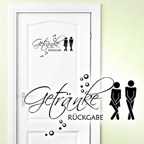 Grandora WC Aufkleber Getränke Rückgabe Mann Frau I schwarz (BxH) 20 x 11 cm I Badezimmer Toilette Wandsticker Wandaufkleber Sticker Wandtattoo W5443
