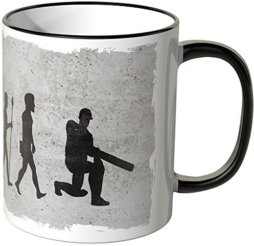 JUNIWORDS Tasse - Wähle Motiv & Farbe - Evolution Cricket - Schwarz