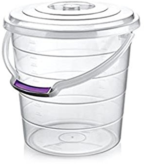 Agrohit Eimer mit Deckel & Tragebügel, Haushaltseimer, Lebensmittelecht, Transparent, aus PP-Kunststoff, Aufbewahrungsbehälter mit Skalierung für Liter, 10 Liter