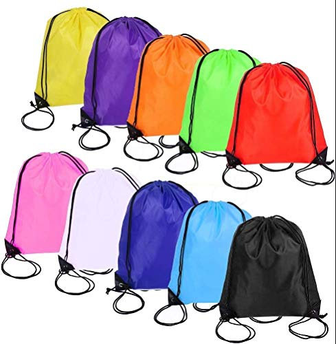 10 Stück Kordelzug Turnbeutel, 43*34cm Wasserdicht Sportbeutel 10 Farben Fitness Beutel Polyester Turnsack für Sport Schwimm Reisen