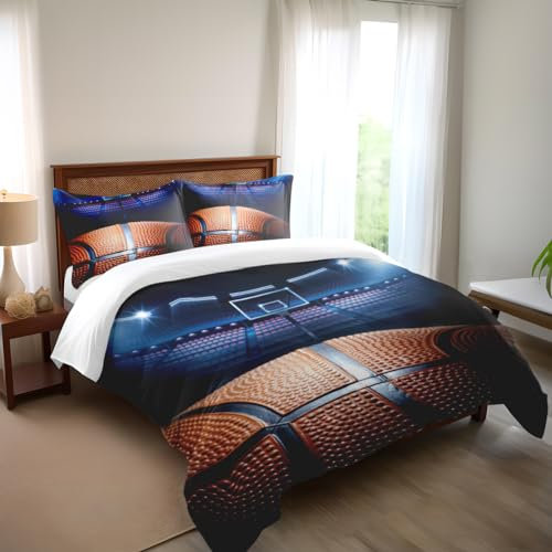 SHOMPE 3D-Basketball-Bettwäsche-Set für Jungen, Sport-Bettwäsche