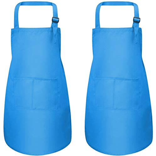 2 Stück Kinderschürze mit Taschen, verstellbar, für Kinder, Kochschürze, für Jungen, Mädchen, Kleinkinder, Kochschürze, Künstlerkinder, Schürze für Handwerk, Malerei, BBQ (7-13 Jahre)