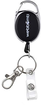 WEBBOMB® Ausziehbarer Schlüsselanhänger Ausweis & Schlüssel Jojo Ausweishalter mit GürtelClip Karabiner Vinylstrap (Ausweis Clip) & Schlüsselring Kartenhalter Schlüsselrolle