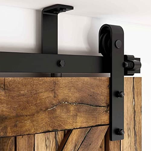 5.5FT/1.6M CCJH Deckenmontage Schiebetürbeschlag Set, Laufschienen für Schiebetür L-Form Halterung Hängeschienenset Schiebetürsystem