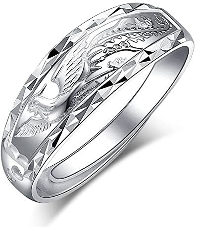 YUANYIRAN Style Chinois Ouverture Ajustable Bague - Rétro Incrusté Dragon Et Phoenix Classique Bague Charme Femme, Tendance Dames Bijoux pour Fille Noël Mariage Cadeau, Style 1