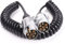 AGRISHOP 7pin Trailer Board Curly Extension Lead 2.5m Working Length with 2x7pin Metal Alloy Trailer Plugs Trailer Connector,12v Trailer Lighting Extension Spring Cable for Towing Caravan Vehicle