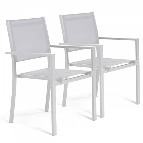 Oviala Gartensessel, Aluminium und Textilene, Weiß, 2 Stück