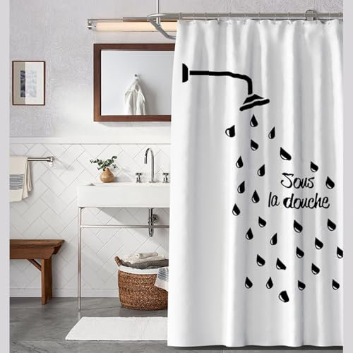 Rideau de Douche Lavable en Machine, 120x200CM, sous La Douche Noir Blanc, Salle de Bain Douches Couverture