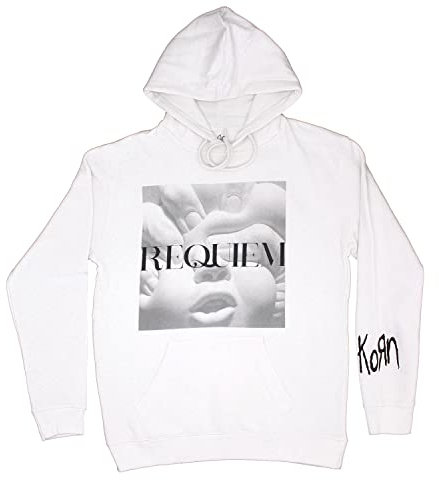 KORN Kapuzenpullover Requiem Band Logo Nue offiziell Herren Weiß Pullover XL