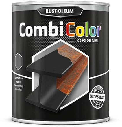 Rust-Oleum CombiColor® Original Teintes Martelées, Peinture monocouche pour protection des métaux (Pot 750ml, Noir)