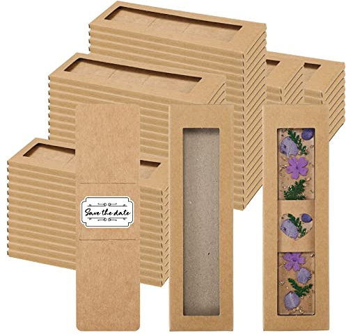 50 Set Kraft Lesezeichen Hüllen Harz Lesezeichen Halter 5,9 x 1,8 Zoll Lesezeichen Karton Geschenkboxen DIY Lesezeichen Blanko Display Karten für Lesezeichen Verpackung Geschenkbedarf (Braun)