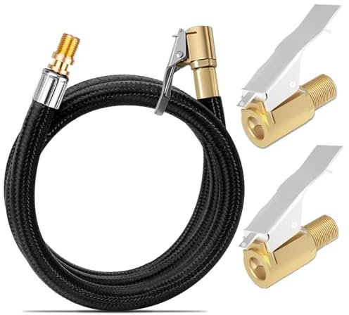 HIYITKS Ventilverlängerung Autoventil Set, 40cm Reifenfüller Schlauch Mit 2 Stück 8mm Autoventil Adapter Reifenfüllschlauch Für Luftpumpe Adapter Auto Fahrrad Motorrad Kompressor Dmp180z/dmp181z